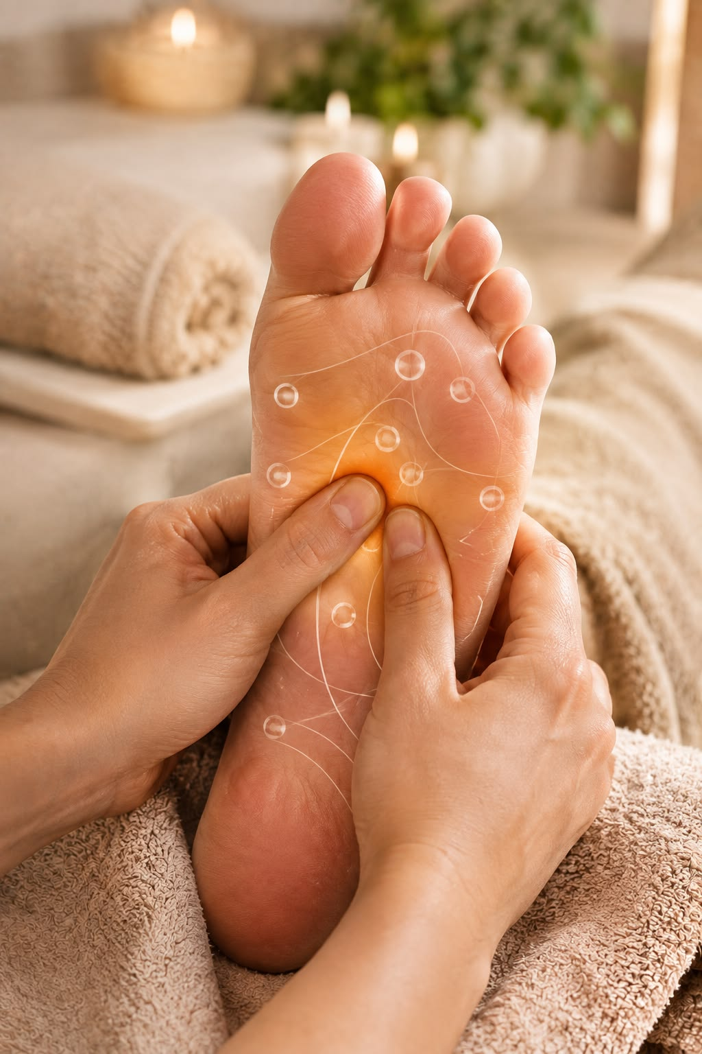 Foot reflexology session easing tired feet after long work days
